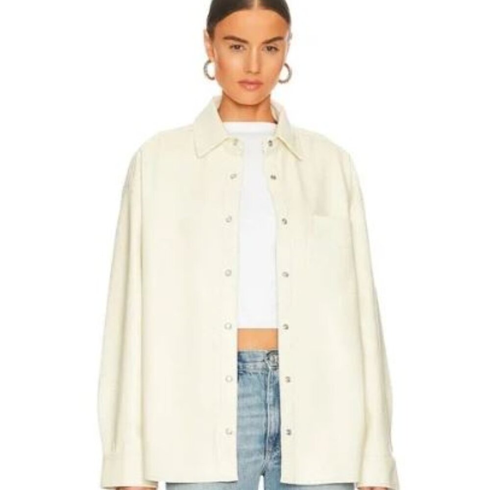 WeWoreWhat white vegan Leather overshirt
